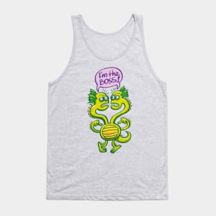 Two-headed alien struggling to define which head is the boss Tank Top